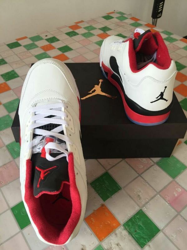 Air Jordan 5 Low White Red Black Shoe On Sale